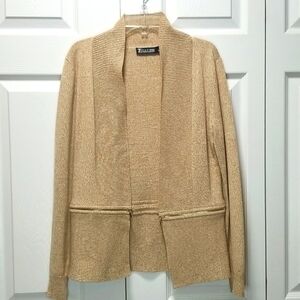 7th Avenue Women's Cardigan Tan Size XS With Gold Zipper Design Waist